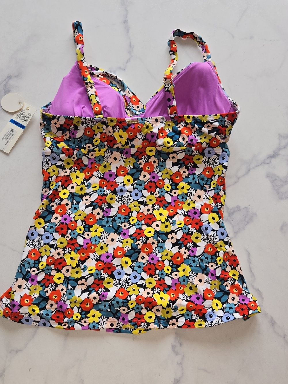 Anne Cole Ditsy Floral-Print Underwire Swim Tankini Top Swim Beach 32DD 34D NWT - Picture 6 of 10